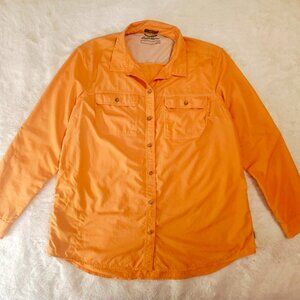 Eddie Bauer Women's Mountain Ripstop Long Sleeve Button-Up Shirt Orange Size L